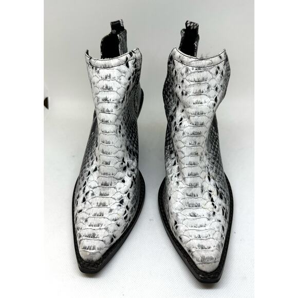 JEFFREY CAMPBELL x FREE PEOPLE Python Snakeskin Boots Wedge Heel Booties Sz 6.5 - Picture 3 of 9